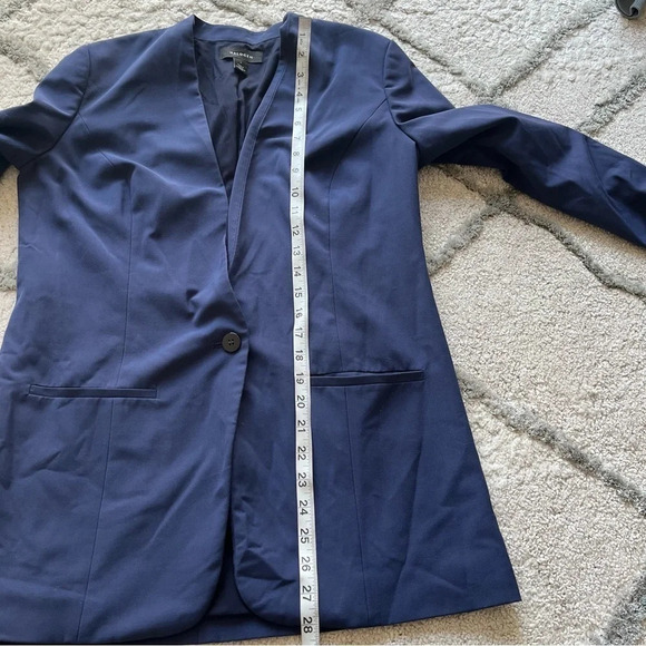 Halogen blue blazer long line tie wrists button front small - Picture 6 of 9